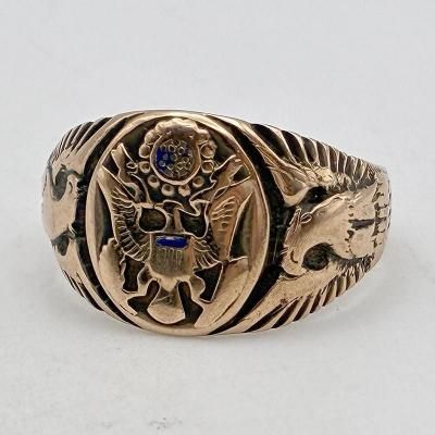 1916 WW1 US ARMY 10K GOLD RING / 22��25.5�� ��251008A��