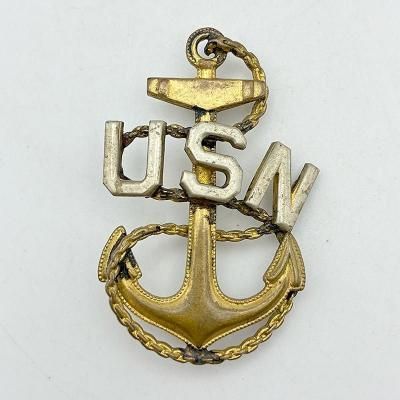 WW2 USN ANCHOR INSIGNIA GOLD FILLED LARGE PINS 251014B