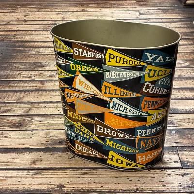 50-60's COLLEGE PENNANTS TRASH CAN 251105