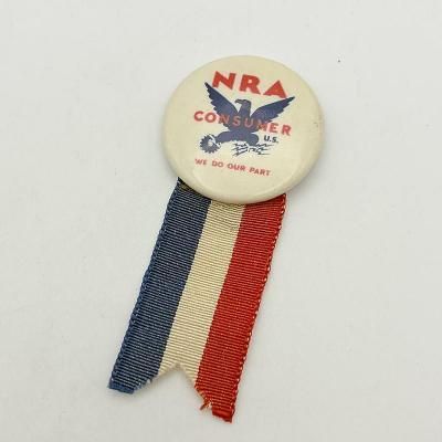NRA TIN BUTTON w/RIBBON / M 251106C