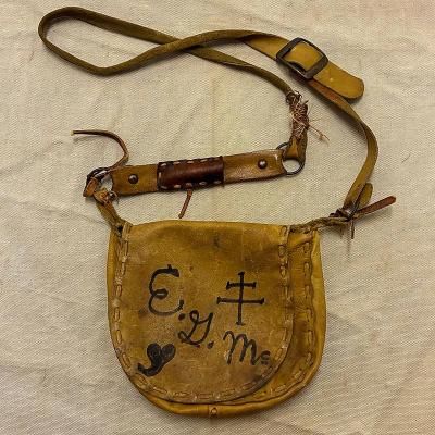 VINTAGE HAND MADE LIGHT BROWN LEATHER SHOLDER BAG ��251201��