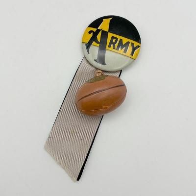 USMA TIN BUTTON w/FOOTBALL CHARM & RIBBON 251204B