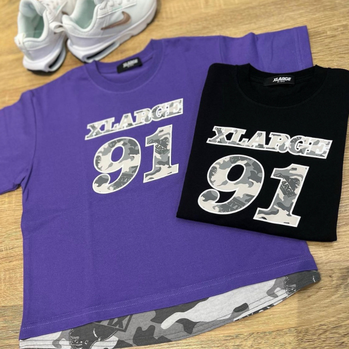 XLARGE KIDSロゴナンバー迷彩柄半袖Tシャツ - koguma online shop