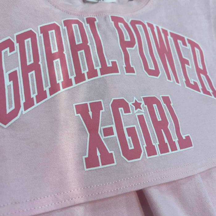 X-girl stagesカレッジロゴショート半袖Tシャツ+ワンピースSET