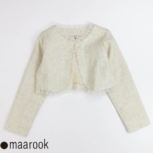 maarook ヘリンボンリネンチュールフリルボレロ S - koguma online shop | 子供服コグマの公式オンラインショップ