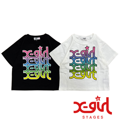 X-girl stagesグラデーション4段ロゴ半袖Tシャツ S - koguma online