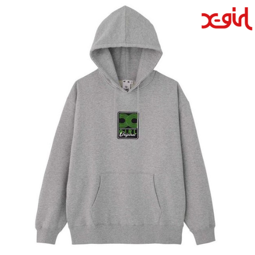 X-GIRL NEON BOX LOGO PATCH SWEAT HOODIE - koguma online shop