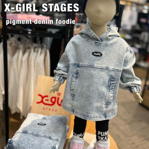 X-girl stages ピグメントカットデニムパーカー - koguma online shop | 子供服コグマの公式オンラインショップ