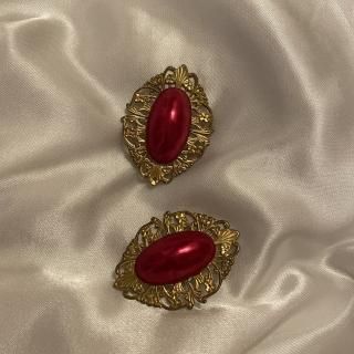 gold red earring