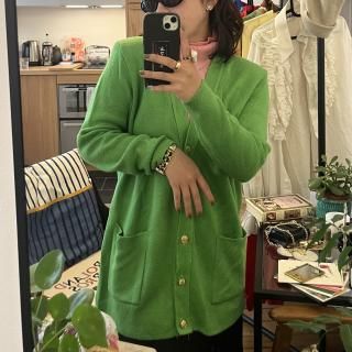 green cardigan