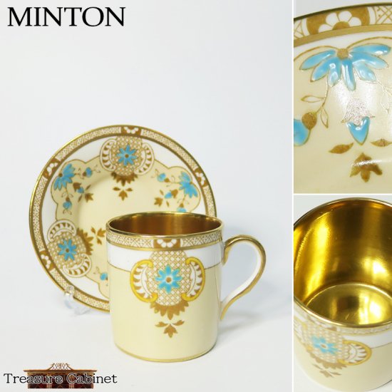 【ミントン】 1850-1860年頃 デミタスカップ&ソーサー　/　ゴールド アンティークカップ - アンティーク食器と雑貨のトレジャーキャビネット