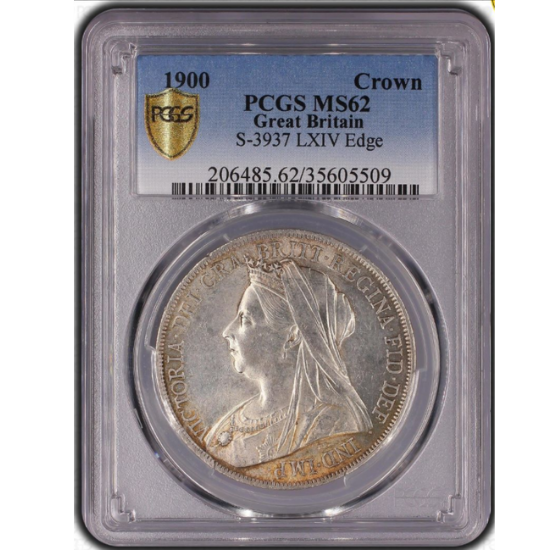 1900年 イギリス クラウン 銀貨 ヴィクトリア オールドヘッド PCGS ...