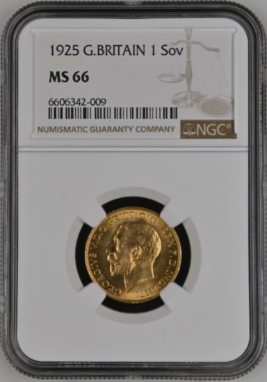 1925年 イギリス 1ソブリン 金貨 NGC MS66 ジョージ5世 - アンティークコイン専門店 ルーラーズコインス rulers'coins