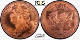 【超希少】1830 イギリス ジョージ レッド ドラゴン クラウン 銅貨 イギリス 1817 ジョージ3世 1/2クラウン 銀貨 PCGS MS 64 37217924