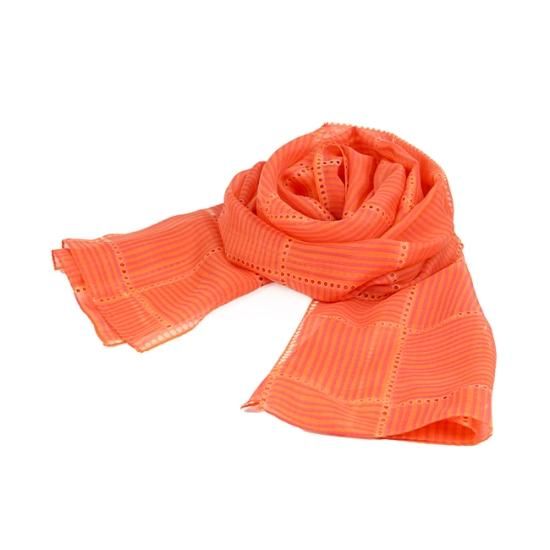 【京友禅しげ引き】シルクストール ピンクオレンジ kibiso】シルクストール 切手シート オレンジ - 鶴岡シルクショップ