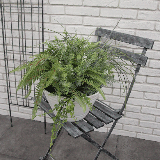 屋外用フェイクグリーン 寄せ植え Mサイズ M02 1 平鉢 白or黒 フェイクグリーン屋外用のフェイクグリーンリアルな人工観葉植物 通販イツデモグリーンヲ