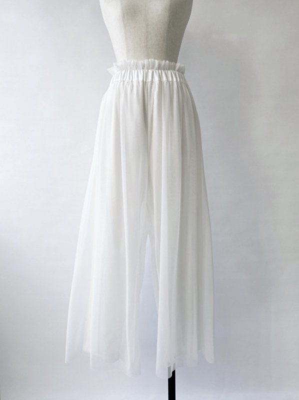 Tulle wide pants / white