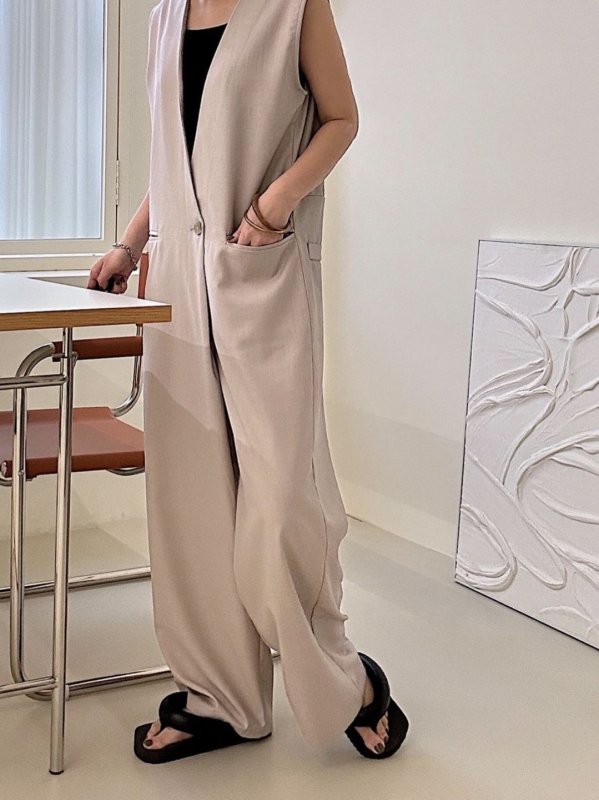 Drape wrap salopette / greige