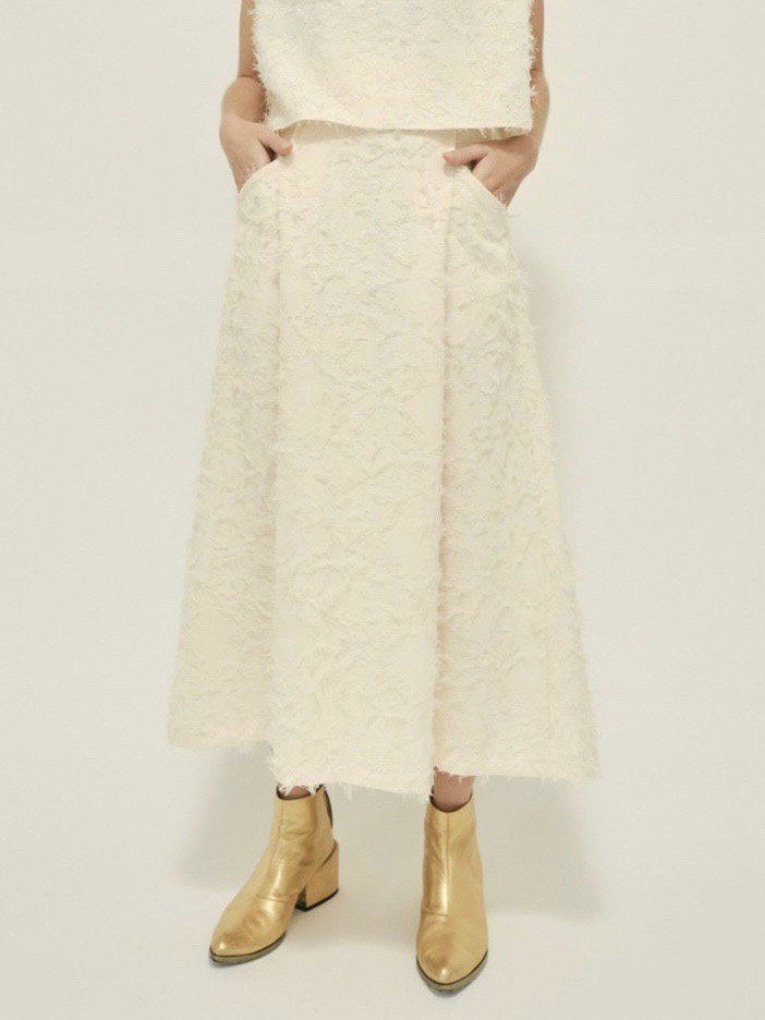 Jacquard flare skirt / off white