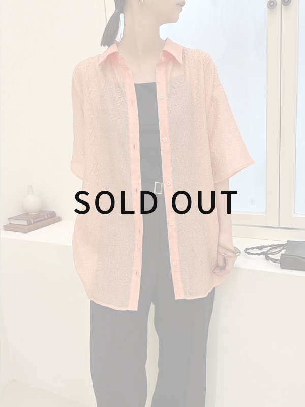 Emboss sheer big shirts / orange 