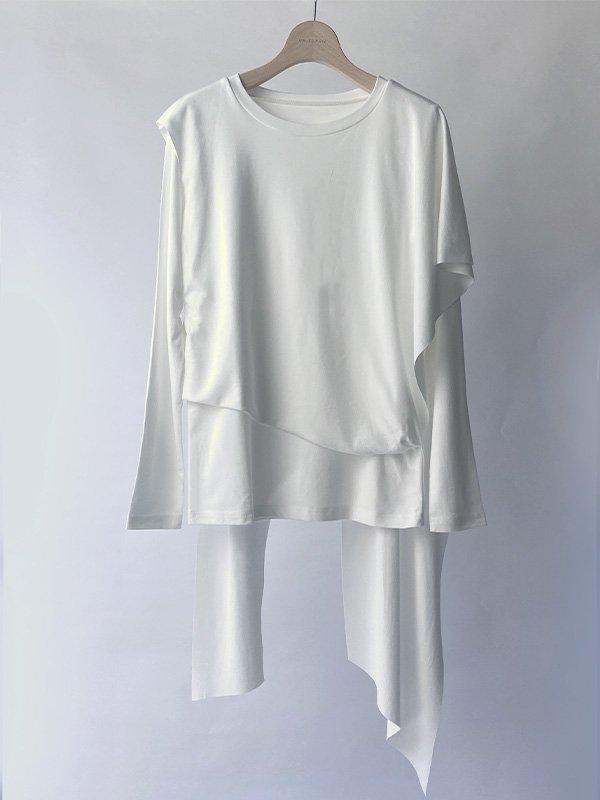 Back cape long T-shirt  / white