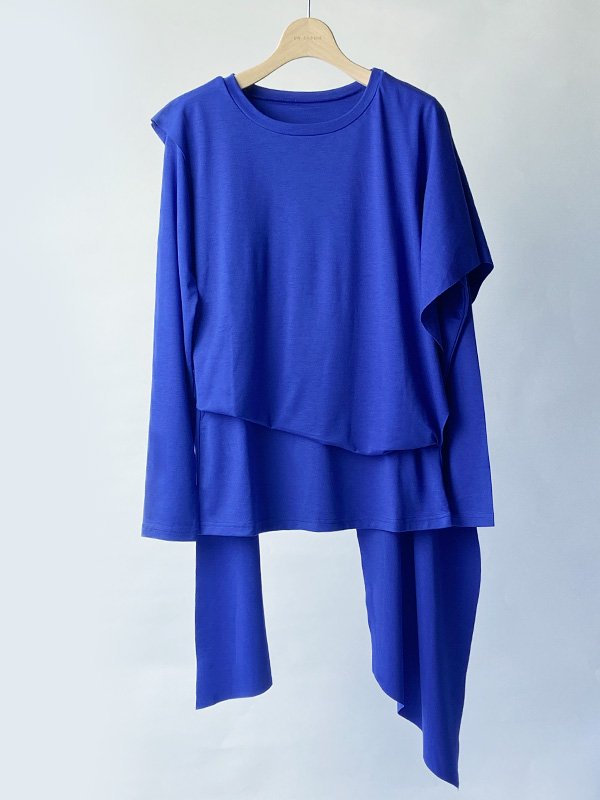 Back cape long T-shirt  / blue