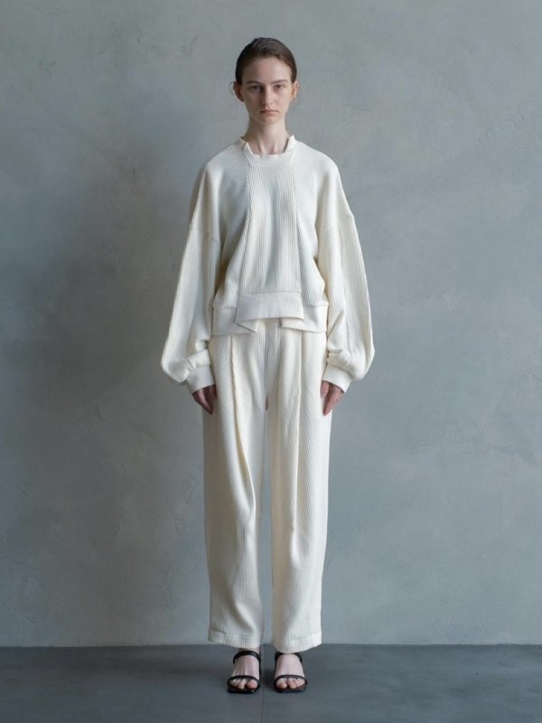 Draping waffle pants / off white