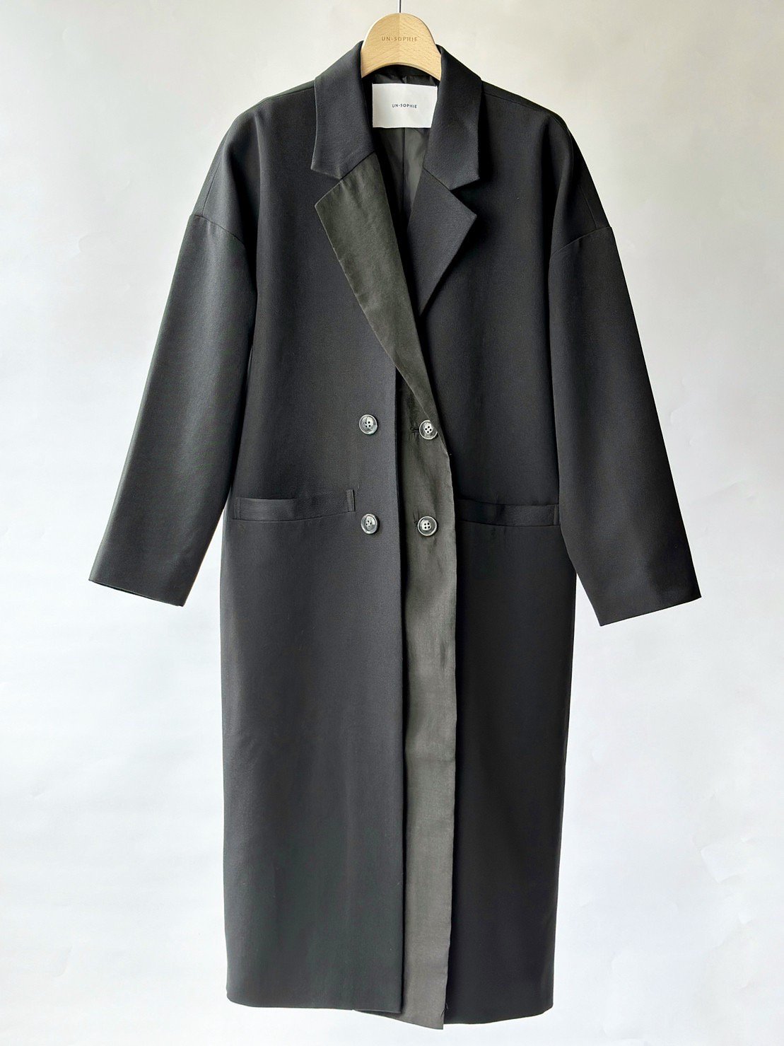 Organdy lapel jacket coat / black