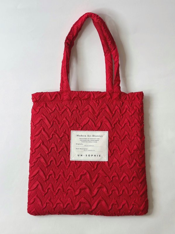 Jacquard padding tote bag / red