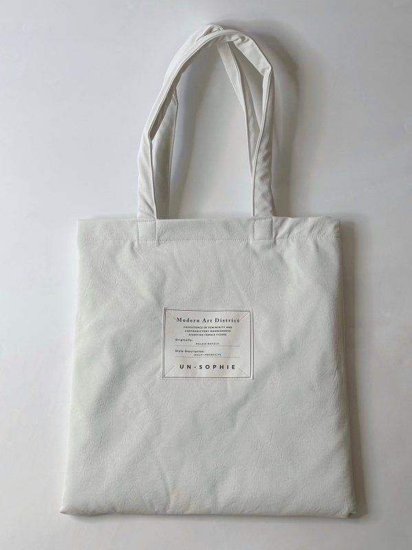 Vegan leather tote bag / off white