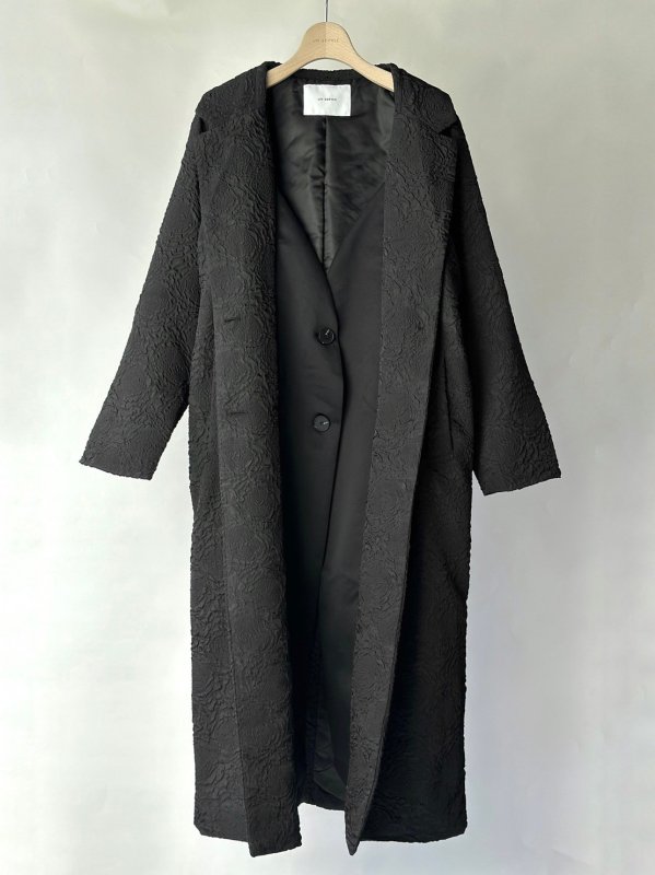 jacquard layered coat / black