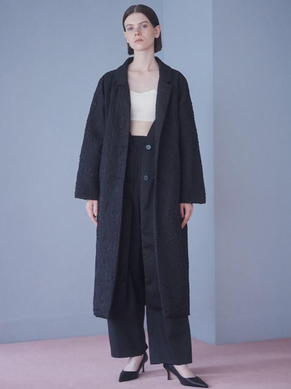 Ժ١jacquard layered coat / black