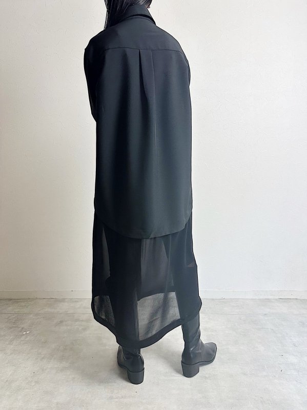 ͽ 2way layered shirt dress / black