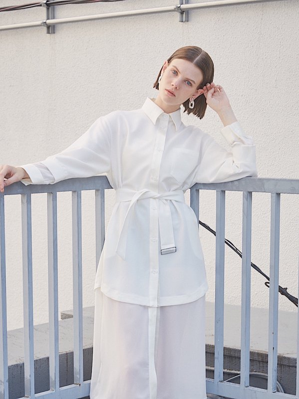 ͽ 2way layered shirt dress / off white