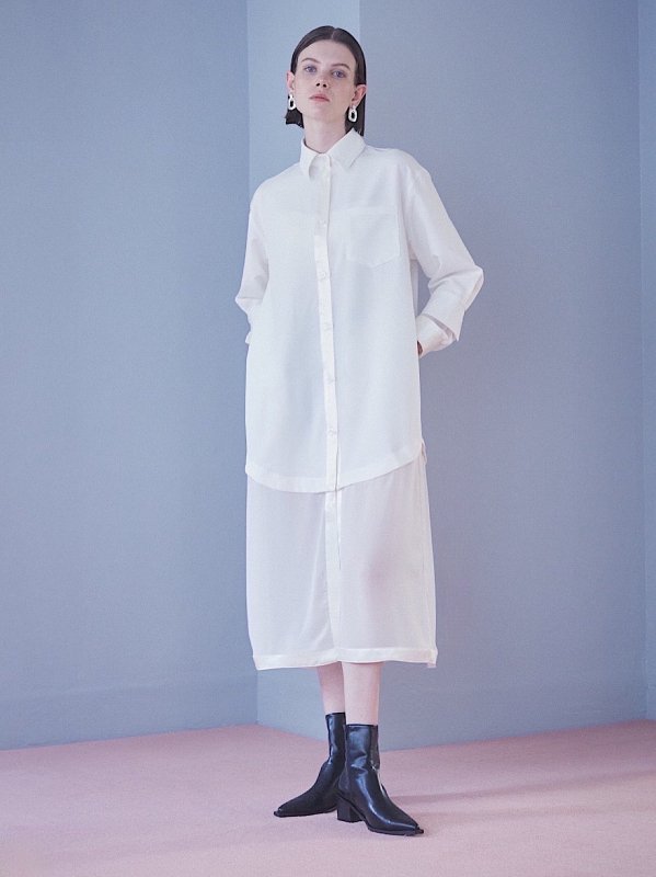 ͽ 2way layered shirt dress / off white