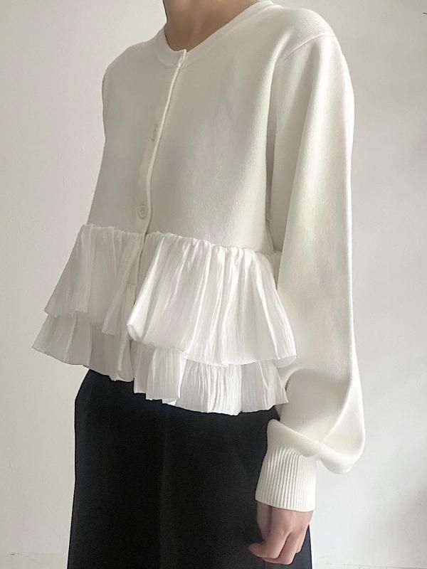 Floral peplum knit cardigan