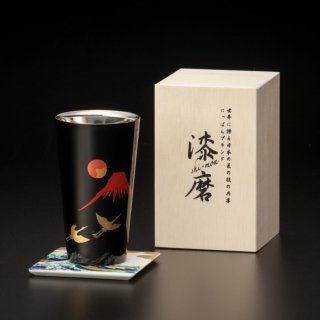 赤富士に鶴 ストレートカップ （二重構造）