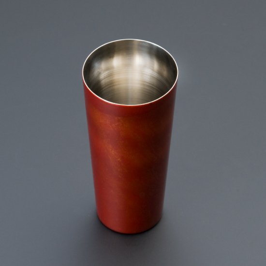 白檀 ピルスナーカップ 赤（二重構造） - 漆磨カップオンラインショップ