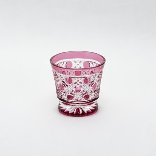 酒グラス　「冠・籠目」　ピンク