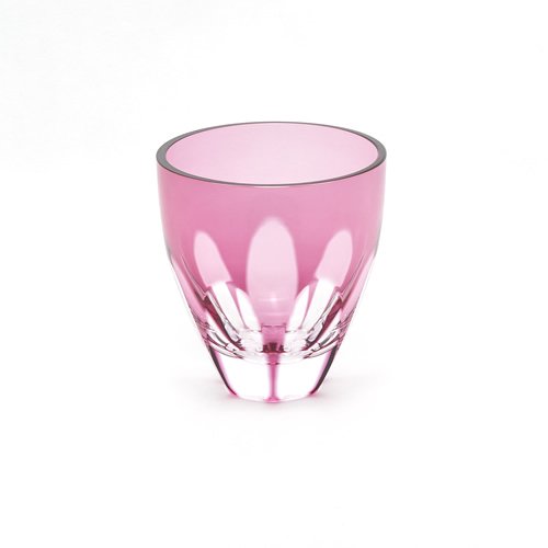 丸ロックグラス 「七」 金赤（ピンク）｜江戸切子グラス