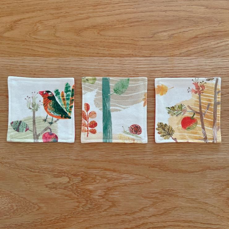 コースター Villa nova Apples and Pears(ｵﾚﾝｼﾞ） プリント 3枚セット