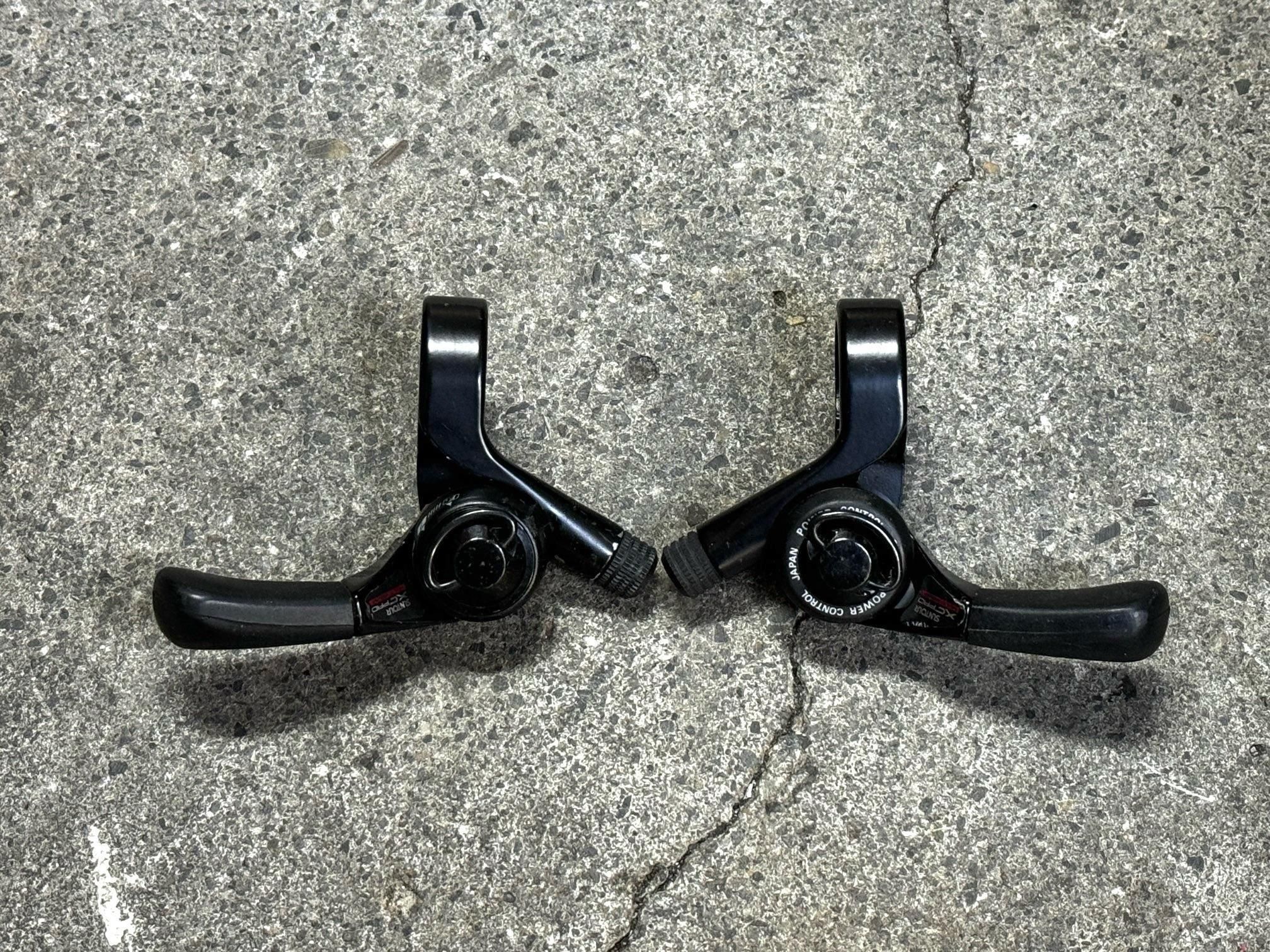 【新品箱入り】Suntour　コマンドシフター（OS410 ストッパー付き） Vintage 70s Suntour Cyclone Road Bike Downtube Shifters 28.6
