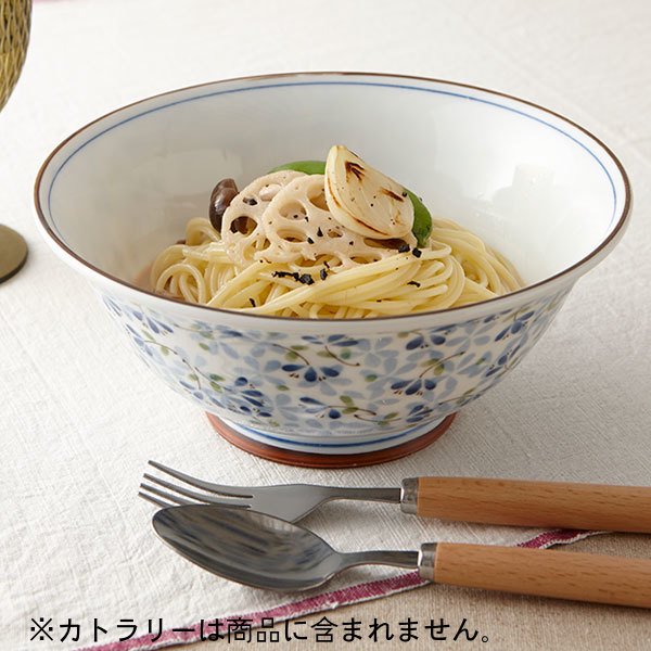 芽ばえ UK麺鉢 うすかる 約19cm 青系 中華食器・アジアン食器 ラーメン丼 日本製 業務用 うどん そば 57-MEBUKCB -  プロのための業務用食器 総合販売サイト「陶器屋プロ」本店