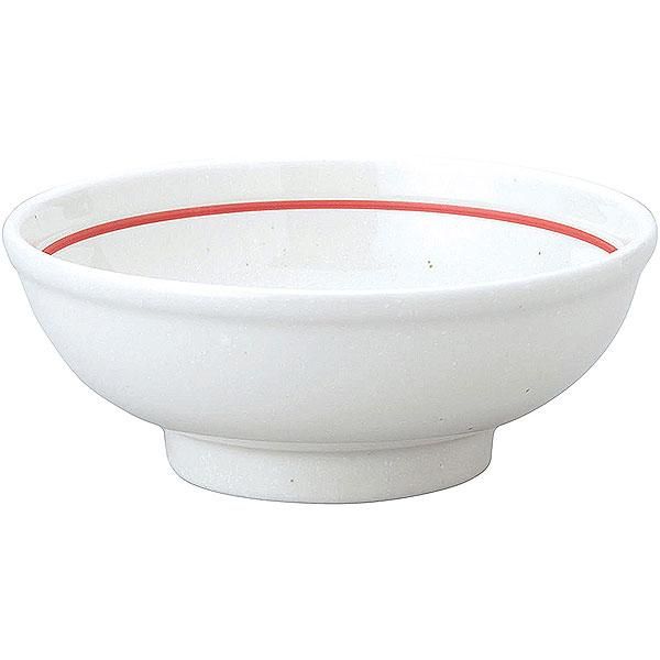 白交祉丸鉢 白鳳 粉引 下絵赤ライン 玉渕13cm鉢 約13cm 白系 中華食器