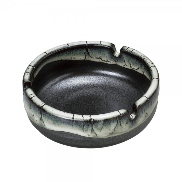 黒流し鉄鉢三ッ切 灰皿 約11.2cm 黒系 和食器 灰皿 日本製 美濃