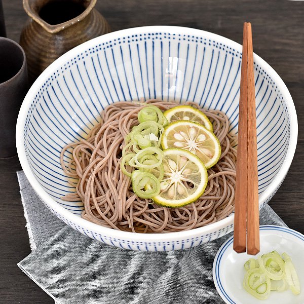 古染十草麺鉢 約21.5cm 白系 和食器 多用丼 業務用 rs/28-320-088-ka