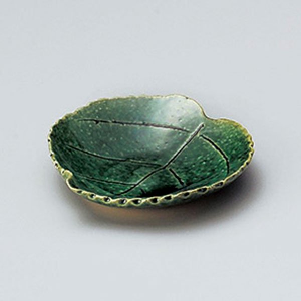 織部木の葉皿 約10cm 緑系 和食器 小皿 日本製 美濃焼 業務用 取り皿