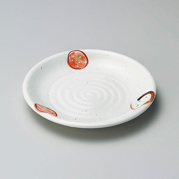 粉引丸紋5.0皿 約15.2cm 白系 赤系 和食器 フルーツ皿・銘々皿・取皿