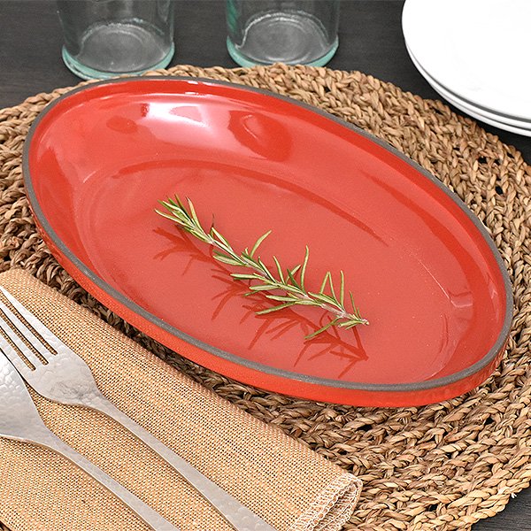 グルメスタイル レッド楕円グラタン 約27cm 赤系 洋食器 オーブン