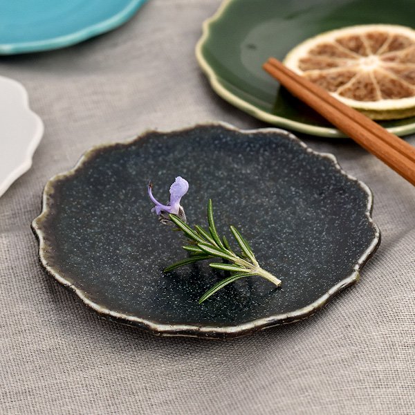 グルメスタイル 紺結晶桔梗プレートS 約8.9cm 青系 和食器 小皿 日本製